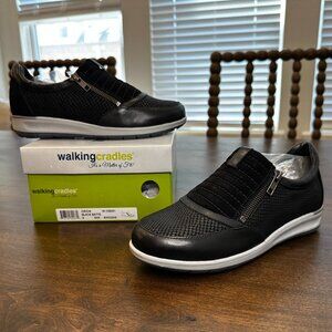 NIB-Walking Cradles Orion Black Matte Snake Print/Nubuck/Leather - Size 6 WW(EE)